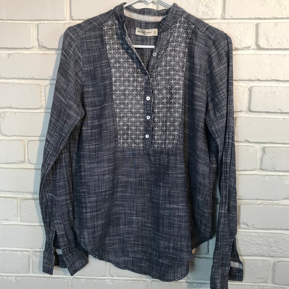 Abercrombie & Fitch Blue Cotton Embroidered Shirt